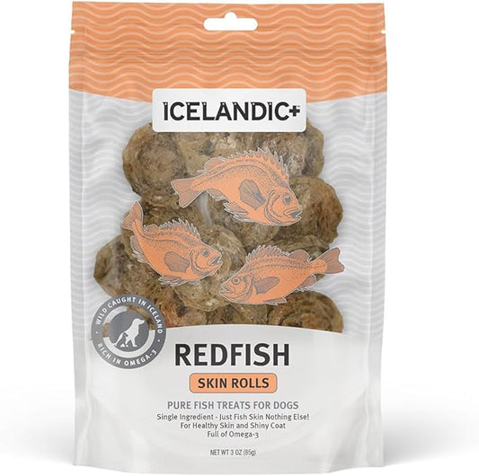 Icelandic+ Redfish Skin Rolls Dog Treat 3-oz Bag