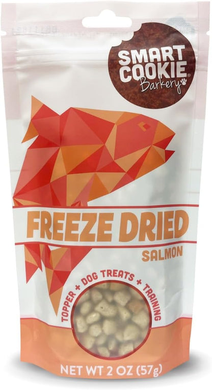 Smart Cookie Freeze Dried Salmon Bites - Single Ingredient Freeze Dried Salmon Treats for Dogs - Wild Caught Alaskan Salmon Dog Training Treats & Dog Food Topper - Made in USA - 2oz Bag, 1 Pack