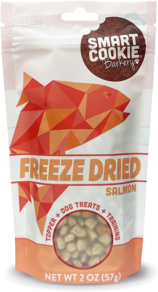 Smart Cookie Freeze Dried Salmon Bites - Single Ingredient Freeze Dried Salmon Treats for Dogs - Wild Caught Alaskan Salmon Dog Training Treats & Dog Food Topper - Made in USA - 2oz Bag, 1 Pack