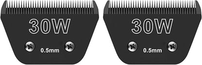 Detachable Pet Dog Grooming Wide Blades-Size 30W Dog Grooming Wide Blade，Compatible with Most Andis,Oster A5,Wahl km10 Clippers -2PCS 30W(Black)