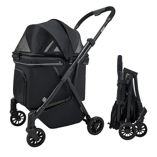Pet Stroller for Small Dogs – No-Zip Deep Seat, Lightweight Dog Stroller for Small & Medium Dogs with Reflective Trim Storage Basket & Soft Waterproof Pad,Foldable Universal Coche para Perro