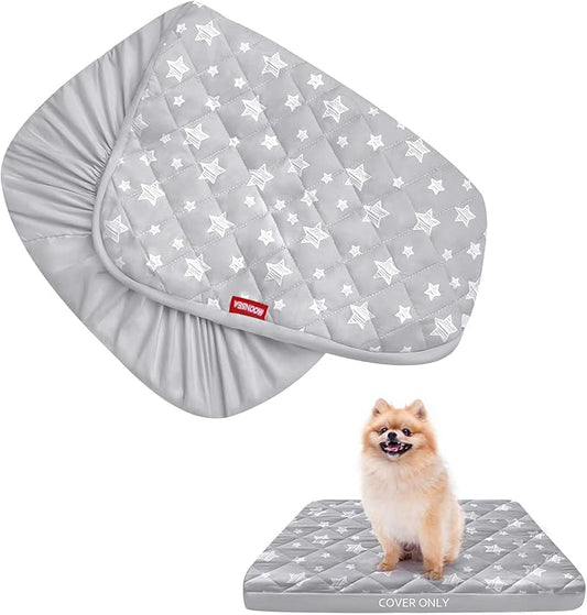 Dog Bed Covers Replacement Washable Pet Hair Easy to Remove, Waterproof Dog Bed Covers Noiseless Quilted, Pet Bed Cover Lovely Grey Star Print, Puppy Bed Cover 16x25 Inches, for Dog/Cat, Cover Only