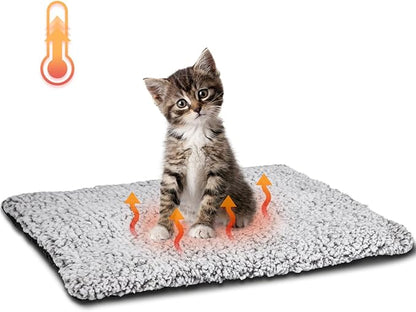 Nobleza Self Warming Cat Bed, Super Soft Thermal Dog Crate Bed Mat for Sleeping, Washable Anti-Slip Self Heating Pet Kennel Pad for Small Medium Cats Dogs Indoor Outdoor (LightGray, S)