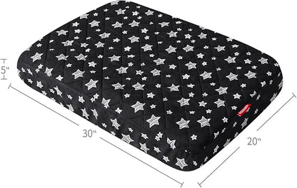 Dog Bed Covers Replacement Washable Pet Hair Easy to Remove, Waterproof Dog Bed Covers Noiseless Quilted, Pet Bed Cover Lovely Black Star Print, Puppy Bed Cover 20x30 Inches, for Dog/Cat, Cover Only