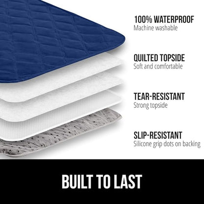 Gorilla Grip 100% Waterproof Dog Blanket, Pet Friendly Sofa Throw Essential for Small Pets, Dogs, Cats, Tear and Slip Resistant Leakproof Couch Cushion Cover for Indoor Furniture, 40x50 Navy