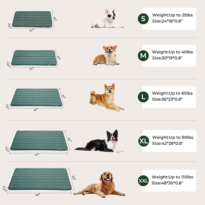 BALANCE Dog Crate Pad, Dog Foam Crate Mat Kennel Pad, Washable Water-Resistant Pet Bed Flat Dog Cage Mat for Small Dogs