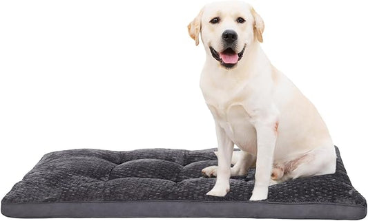 Dog Bed, Washable Cozy Plush Dog Crate Beds, Soft Comfy Kennel Pad Anti Slip Pet Sleeping Mat for Large, Jumbo, Medium, Small Dogs Breeds (23.0 L x 17.0 W x 1.5 Th Inches, Dark Grey)