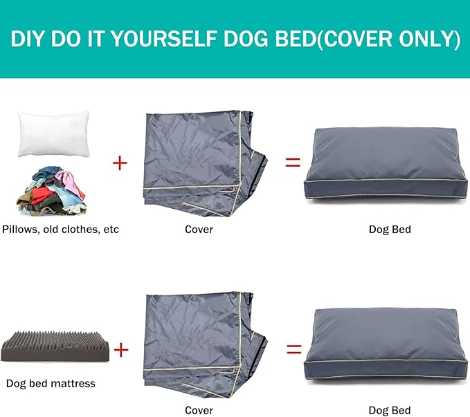 Dog Bed Cover 30Lx20Wx4H Inch.Waterproof Heavy Duty Durable Oxford Dog Bed Replacement Covers with Zipper.Washable Removable Pet Bed Mattress Protector Cover.Grey,Cover Only.