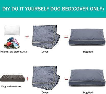 Dog Bed Cover 30Lx20Wx4H Inch.Waterproof Heavy Duty Durable Oxford Dog Bed Replacement Covers with Zipper.Washable Removable Pet Bed Mattress Protector Cover.Grey,Cover Only.