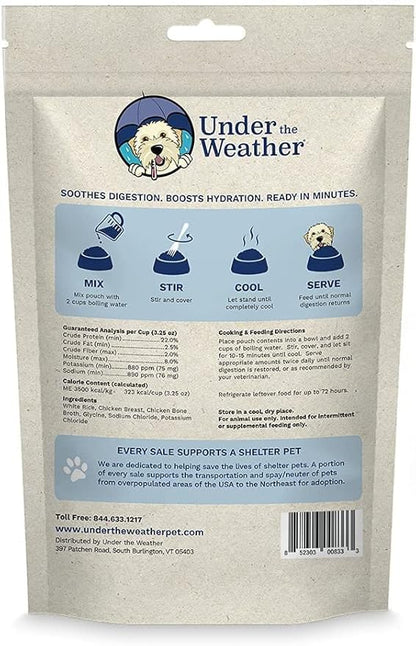 Under the Weather Bland Diet for Dogs | Easy to Digest for Sick Dogs |Always Be Ready| Contains Electrolytes - All Natural Freeze Dried 100% Human Grade Meats| 6 Pack- Chicken, Rice & Bone Broth - 6oz