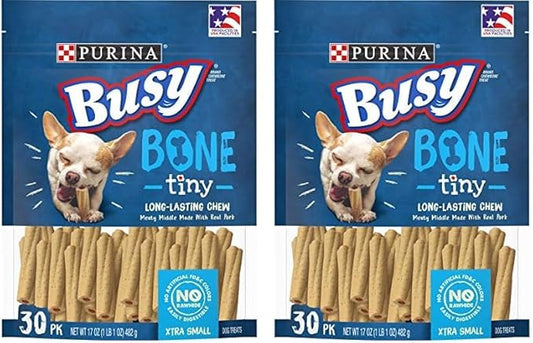 Purina Busy Made in USA Facilities Toy Breed Dog Bones, Tiny - 30 ct. Pouch (Pack of 2)
