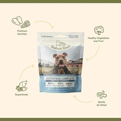 Superfood Complete, Air-Dried Adult Dog Food - High Protein, Zero Fillers, Superfood Nutrition by Katherine Heigl (11.5 oz., Premium Chicken)