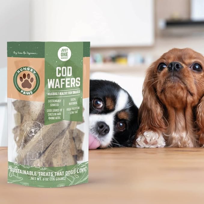 Cod Fish Wafer Single Ingredient Dog Treat - The Perfect Single Ingredient Omega-3 Rich Snack Dog Food for a Healthy and Active Lifestyle