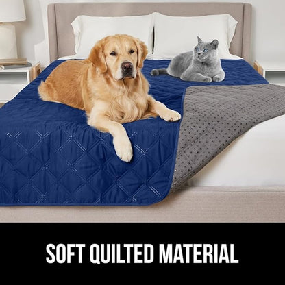 Gorilla Grip 100% Waterproof Dog Blanket, Pet Friendly Sofa Throw Essential for Small Pets, Dogs, Cats, Tear and Slip Resistant Leakproof Couch Cushion Cover for Indoor Furniture, 40x50 Navy