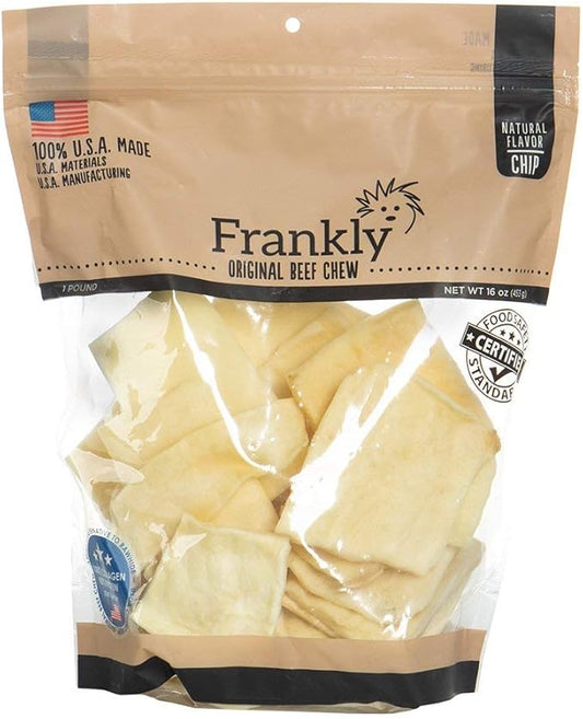 Frankly Natural Beef Chips For Dogs | Premium Rawhide Beef Chips | Long-Lasting Dog Chews For Small, Medium & Large Dogs | Non-GMO, Grain-Free All-Natural Beef Chips For Dogs | Made In USA