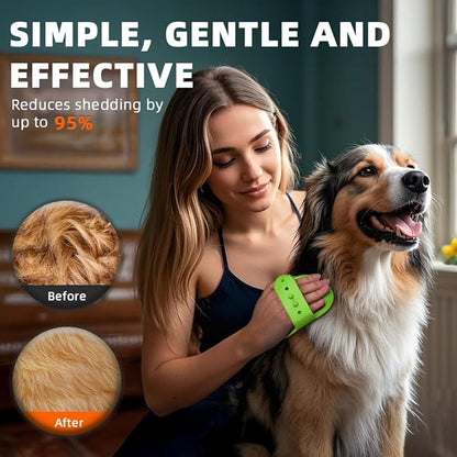 4PCS Dog Bath Brush | Scrubber for Bath | Shampoo Brush | Toothbrush | Finger Toothbrush | Dog Shower/Washing Brush with Adjustable Ring Handle - Pet Bath Supplies (Blue Green)