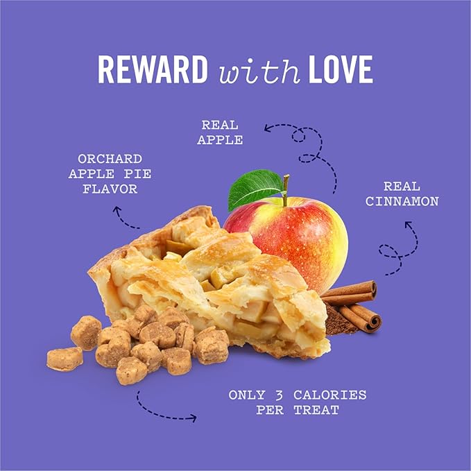 Three Dog Bakery Super Rewards with Superfoods Orchard Apple Pie Treats, 8oz - Soft Dog Training Treats, Dog & Puppy Treats, Dog Chews, Resealable Pouch