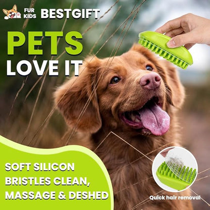 3PCS Dog Bath Brush | Dog Scrubber for Bath | Dog Shampoo Brush | Dog Washing/Shower Brush, Suitable for Short/Long Haired Dogs, Dog Brush for Shedding, Bathing, Massaging & Grooming (Blue Blue Green)