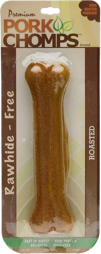 Premium Pork Chomps Roasted Pressed Bone Dog Chew, 7 Inch, 10 Pack