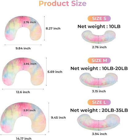 Dog Pillow, U-Shaped Dog Calming Pillow for Pet, Soft Dog Neck Pillow Machine Washable Dog Bed Pillow for Dog and Cat Enhance Sleep Quality(Tie-dye Pink Blue, Small)