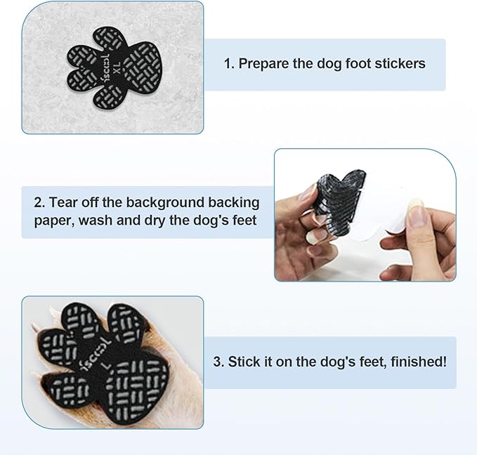 Paw Protection Anti-Slip Handle Prevents Your Dog from Slipping on Hardwood Floors,Perfect for hot Roads,Disposable self Adhesive Dog Shoes Boots Socks Replacement 24pcs (M)