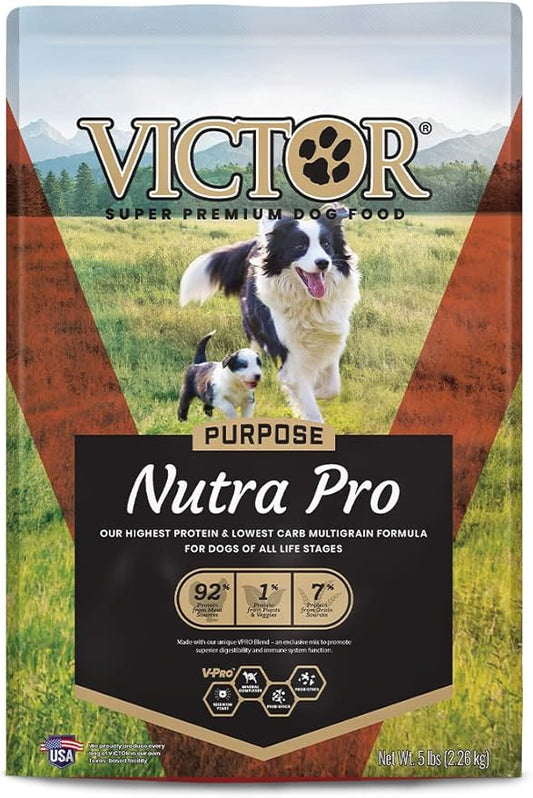 Victor Super Premium Dog Food – Purpose - Nutra Pro – Gluten Free, High Protein Low Carb Dry Dog Food for Active Dogs of All Ages – Ideal for Sporting Dogs, Pregnant or Nursing Dogs & Puppies, 5lbs