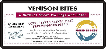 Fresh Is Best - Freeze Dried Healthy Raw Meat Treats for Dogs & Cats - Venison Bites