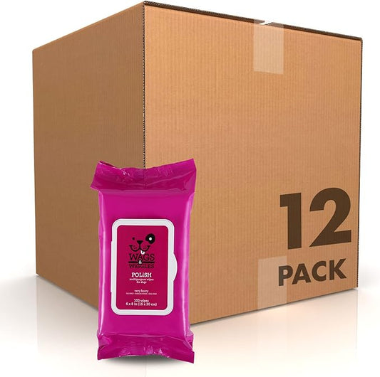 Wags & Wiggles Polish Multipurpose Wipes for Dogs Clean & Condition Your Dog's Coat Without A Bath Fresh Very Berry Scent Your Dog Will Love, FF12824PCS12 (Pack of 12, 1200 Count Total)