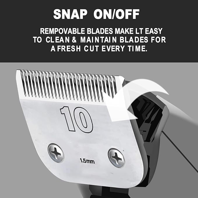 Clipper Blade Dog Grooming Compatible with Andis Clippers Carbon Infused Steel Detachable Ceramic Sharp Edge Also Compatible with Wahl/Oster Dog Clippers (3Pack #10:(1/16")(1.5mm))