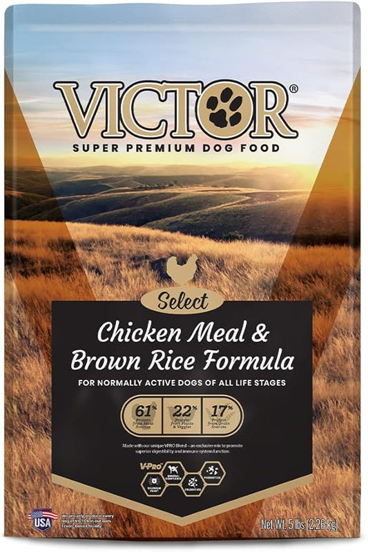 Victor Super Premium Dog Food – Chicken Meal & Brown Rice Formula - Dry Dog Food for All Normally Active Dogs of All Life Stages – Ideal for Dogs with Meat Protein Allergies, 5 lb