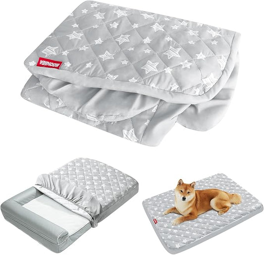 Dog Bed Covers Replacement Washable Pet Hair Easy to Remove, Waterproof Dog Bed Covers Noiseless Quilted, Pet Bed Cover Lovely Grey Star Print, Puppy Bed Cover 27x36 Inches, for Dog/Cat, Cover Only
