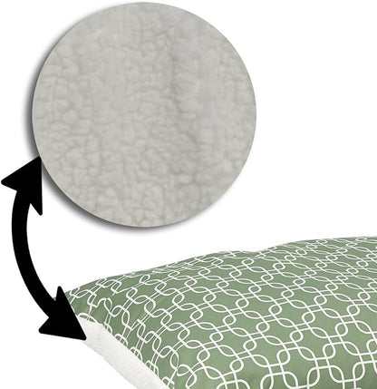 Midwest Homes for Pets PF3648T-FGR Over-Stuffed Dog Bed, Large, 36 x 48, Large Dog Breed, Green Geometric Pattern