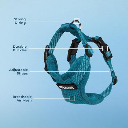 Voyager Step-in Lock Pet Harness - All Weather Mesh, Adjustable Step in Harness for Cats and Dogs by Best Pet Supplies - Turquoise, XL