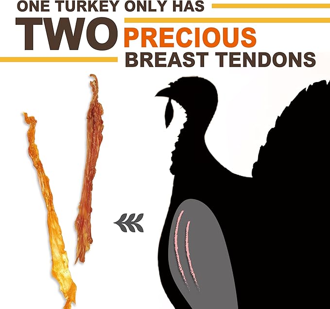 Gootoe Turkey Tendon Dog Treats, Bone (L) 1 lb, 100% USA Sourced Turkey, Natural Snack, Premium Puppy Chews, Hypoallergenic, Rawhide Free, Reseal Value Bag, Size for Large Dogs
