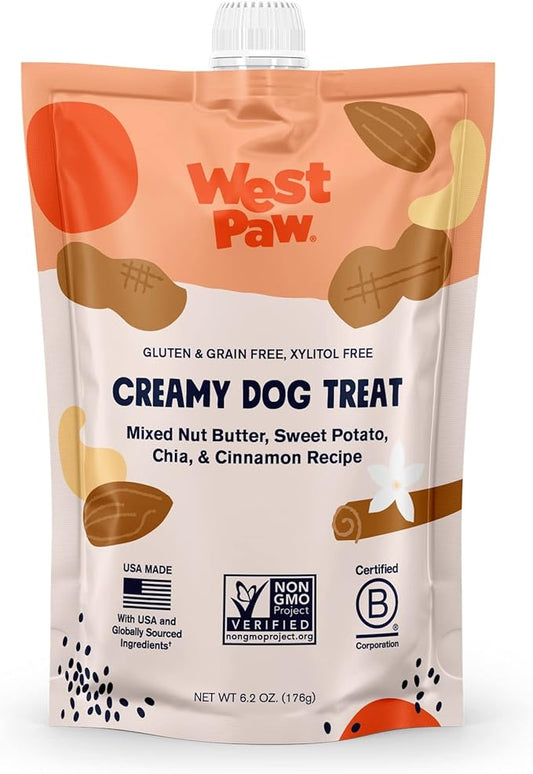 WEST PAW Creamy Treats Nut Butter, Sweet Potato, Chia Seed 6.2 Oz
