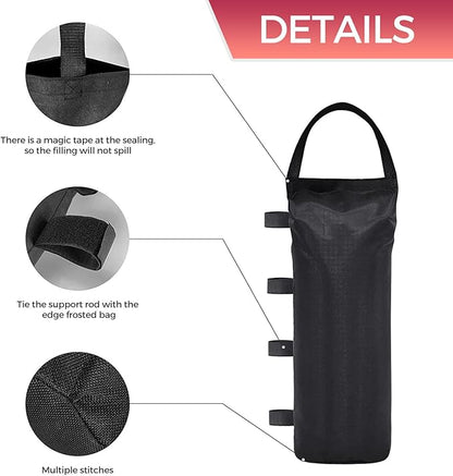 Extra Large Weights Sand Bags Set of 4 for Outdoor Dog Shelter, Heavy Duty Canopy Weight Bags(120LBS) for Pop up Canopy Tent (Without Sand), Black