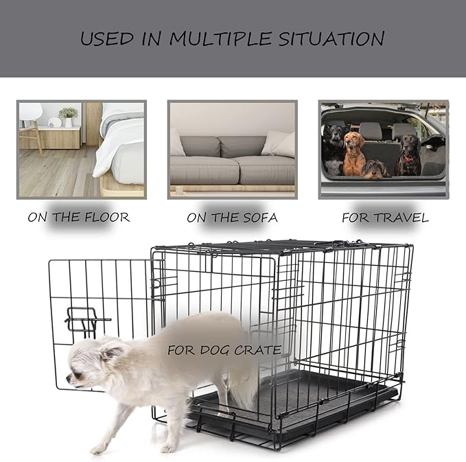 Washable Dog Bed Mat Reversible Dog Crate Pad Soft Fluffy Pet Kennel Beds Dog Sleeping Mattress for Large Jumbo Medium Small Dogs, 23 x 17 Inch, Gray