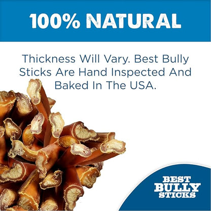 Best Bully Sticks 12 Inch All-Natural Bully Sticks for Dogs - 12” Easily Digestible, 100% Grass-Fed Beef, Grain and Rawhide Free | 3 Pack Trial Size