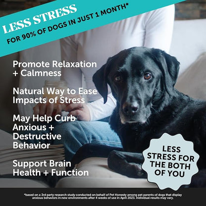 Pet Honesty Hemp Calming Chews for Dogs Max Strength- Dog Anxiety Relief, Dog Calming Treats with Hemp + Valerian Root, Melatonin for Dogs - Helps Aid with Thunder, Fireworks, Chewing & Barking (Duck)