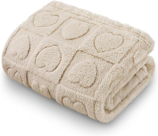 Luciphia Small Dog Blanket Washable Pet Bed Cover Soft Fluffy Puppy Blanket with Premium Fleece Cozy Calming Cat Blankets for Indoor Cats Beige 30x20 inch