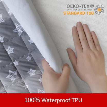 Dog Bed Covers Replacement Washable Pet Hair Easy to Remove, Waterproof Dog Bed Covers Noiseless Quilted, Pet Bed Cover Lovely Grey Star Print, Puppy Bed Cover 15x20 Inches, for Dog/Cat, Cover Only