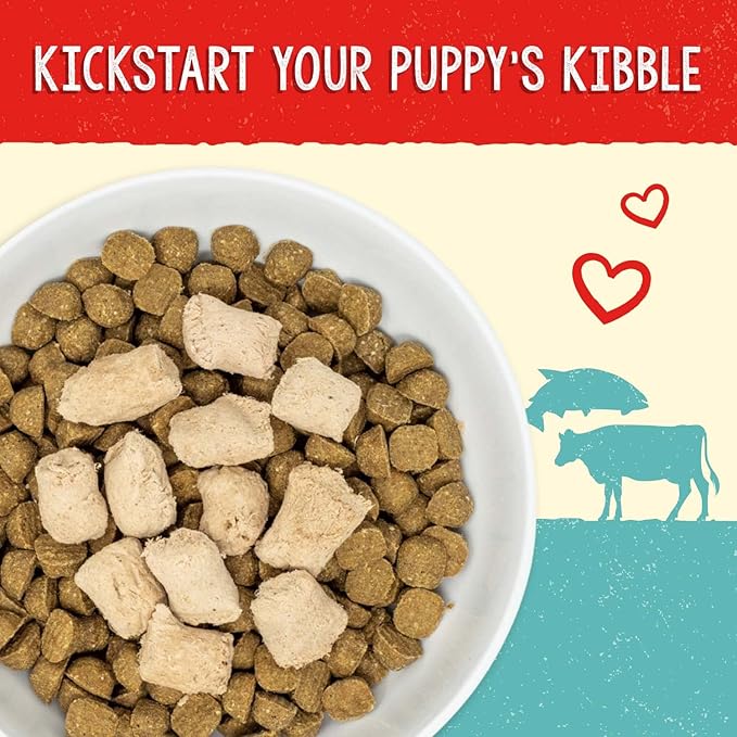 Stella & Chewy's Freeze Dried Raw Meal Mixers – Crafted for Puppies – Grain Free, Protein Rich Perfectly Puppy Beef & Salmon Recipe – 18 oz Bag