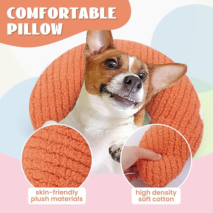 T'CHAQUE Cat Pillow, Dog Neck Pillow Anxiety Relief, Comfort Cat Pillows for Indoor Cats， Ultra Soft Dog Calming Pillow Bed, Half Donut Cuddler Sleeping Improve Pillow Pet for Upper Spine Support