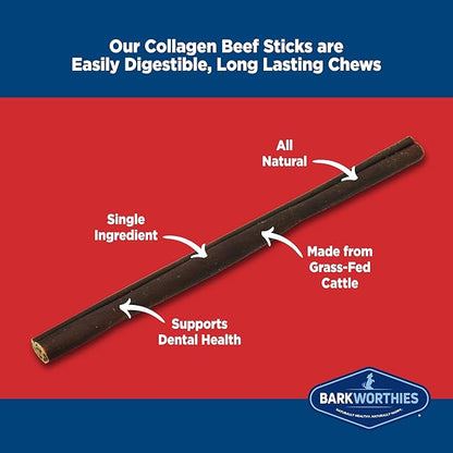 Barkworthies Plain Collagen Stick Dog Treats, 6-Inch, 8-Count