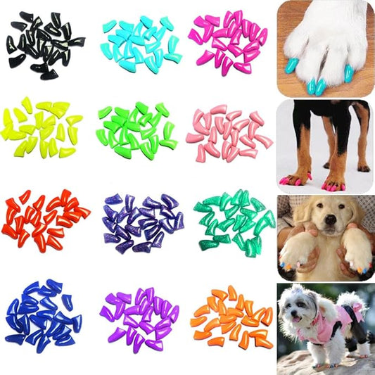 VICTHY 120pcs (12 Colors) Dog Nail Caps | Dog Claw Covers Dog Nail Covers with Adhesives Glue and Applicators（XL）