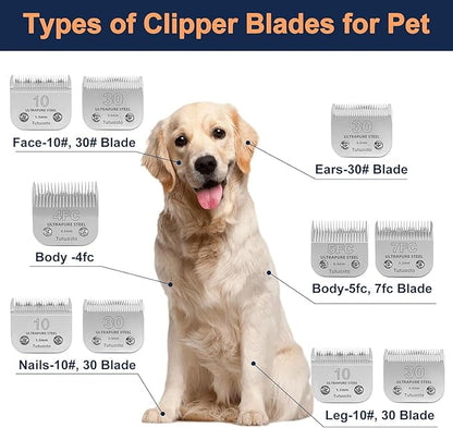 Clipper Blades Pet Grooming Clipper Replacement Blades Detachable Blade Compatible with andis/wahl/Oster Dog Clippers (7FC# 3PACK)