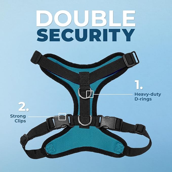 Voyager Step-in Lock Pet Harness - All Weather Mesh, Adjustable Step in Harness for Cats and Dogs by Best Pet Supplies - Turquoise/Black Trim, M