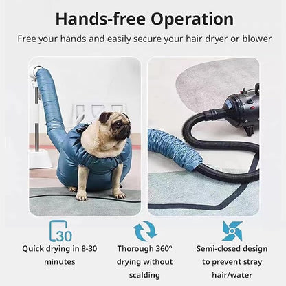 MANON ROSA Dog Drying Bag Hands Free Quick Drying Pet Grooming Tool for Small Medium Large Puff Fluff Dogs & Cats, 360 Degree Shower Bath Hair Dryer Suit (Small)