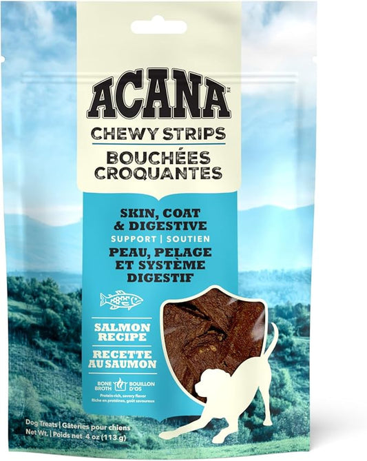 Chewy Strips Dog Treats, Salmon, High Protein Dog Treats, 4oz