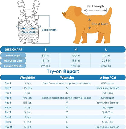 YUDODO Pet Dog Carrier Backpack Adjustable Dog Front Carrier, Legs Out Easy-Fit Dog Travel Backpack Carrier for Hiking Camping for Small Medium Dogs Cats and Rabbits (Small (Pack of 1), B-Sky)